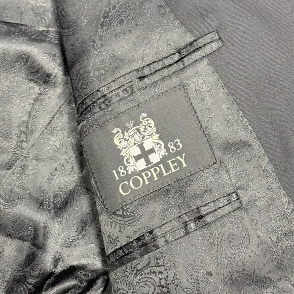 Coppley Suit "Gibson" 100s Wool Sharkskin Made in Canada Black 44R 36x30 - Picture 7 of 11